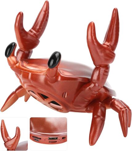 حامل هاتف مع مكبر صوت بلوتوث، حامل هاتف محمول 2 في 1 على شكل سرطان البحر + مكبر صوت بلوتوث، حامل مكبر صوت محيطي متعدد الوظائف 360 درجة للمنزل، الديكور (أحمر) in Kuwait