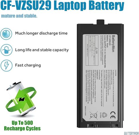 بطارية الكمبيوتر المحمول CF-VZSU29 لجهاز Panasonic CF-29 CF-51 CF-52 Series Toughbook، P/N: CF-VZSU29A CF-VZSU29R CF-VZSU29ASU CF-VZSU29U CF-VZSU29AU (9 خلايا 7800 مللي أمبير في الساعة) in Kuwait
