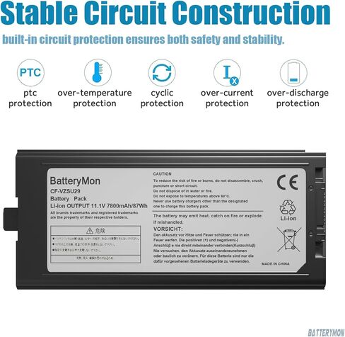 بطارية الكمبيوتر المحمول CF-VZSU29 لجهاز Panasonic CF-29 CF-51 CF-52 Series Toughbook، P/N: CF-VZSU29A CF-VZSU29R CF-VZSU29ASU CF-VZSU29U CF-VZSU29AU (9 خلايا 7800 مللي أمبير في الساعة) in Kuwait