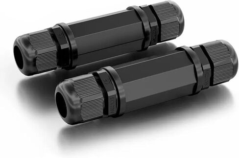 2 Pack Waterproof RJ45 Coupler Shielded CAT6/5E/5 8P8C Female to Female Adapter IP68 Ethernet Signal LAN Weatherproof Connector Double-head for Outdoor LED Equipment Camera-Black in Saudi Arabia