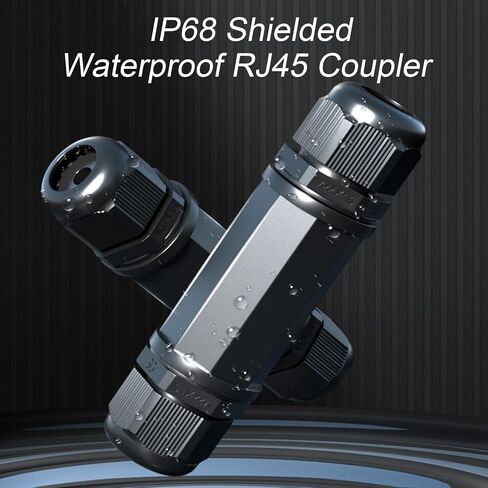 2 Pack Waterproof RJ45 Coupler Shielded CAT6/5E/5 8P8C Female to Female Adapter IP68 Ethernet Signal LAN Weatherproof Connector Double-head for Outdoor LED Equipment Camera-Black in Saudi Arabia