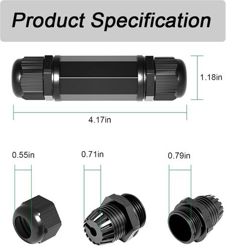 2 Pack Waterproof RJ45 Coupler Shielded CAT6/5E/5 8P8C Female to Female Adapter IP68 Ethernet Signal LAN Weatherproof Connector Double-head for Outdoor LED Equipment Camera-Black in Saudi Arabia