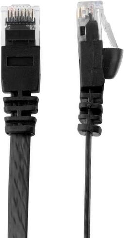 Buhbo 10 FT Cat6 كابل شبكة إيثرنت مسطح RJ45، أسود in Kuwait