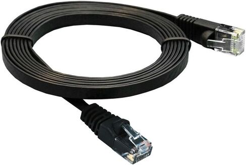 Buhbo 10 FT Cat6 كابل شبكة إيثرنت مسطح RJ45، أسود in Kuwait