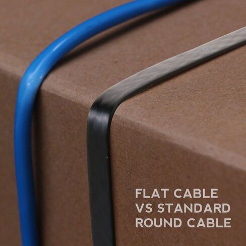 Buhbo 10 FT Cat6 كابل شبكة إيثرنت مسطح RJ45، أسود in Kuwait