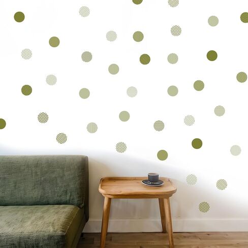 Boho Polka Dot Wall Sticker, 48 Removable and Repositionable Pattern Decals - Premium Fabric Material, Polka Dots, Stripes, Chevrons and Solid in 3 Shades of a Color (Blue), CP054 in Saudi Arabia
