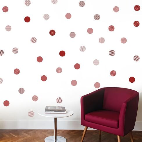Boho Polka Dot Wall Sticker, 48 Removable and Repositionable Pattern Decals - Premium Fabric Material, Polka Dots, Stripes, Chevrons and Solid in 3 Shades of a Color (Blue), CP054 in Saudi Arabia