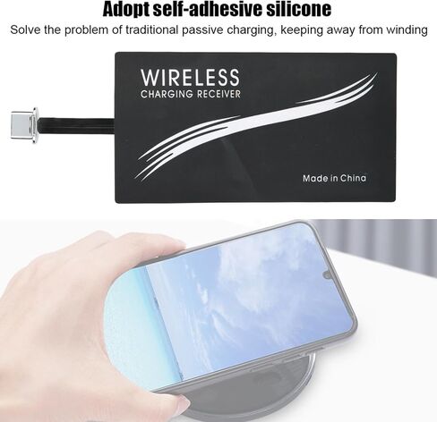 2PCS Universal Type C Charger Receiver, Portable Mobile Phone Sticker Charging Receiver for All USB C Cell Phones in Saudi Arabia