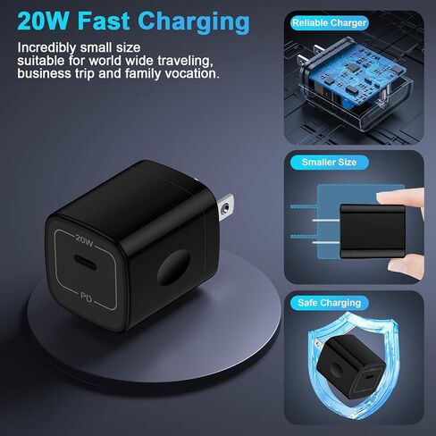 سامسونج نوع C سوبر سريع الروبوت الهاتف الجدار شاحن كتلة 20W USB C شحن سريع الطوب شاحن محول لسامسونج غالاكسي A15 / A35 / A54 5G / A55 / A14 / S24 الترا / S23 / S22 / S21 / S20 / S10 / بكسل 8a / 8 / 7 / ايفون 15 in Kuwait