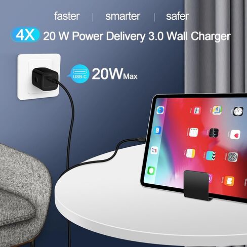 سامسونج نوع C سوبر سريع الروبوت الهاتف الجدار شاحن كتلة 20W USB C شحن سريع الطوب شاحن محول لسامسونج غالاكسي A15 / A35 / A54 5G / A55 / A14 / S24 الترا / S23 / S22 / S21 / S20 / S10 / بكسل 8a / 8 / 7 / ايفون 15 in Kuwait