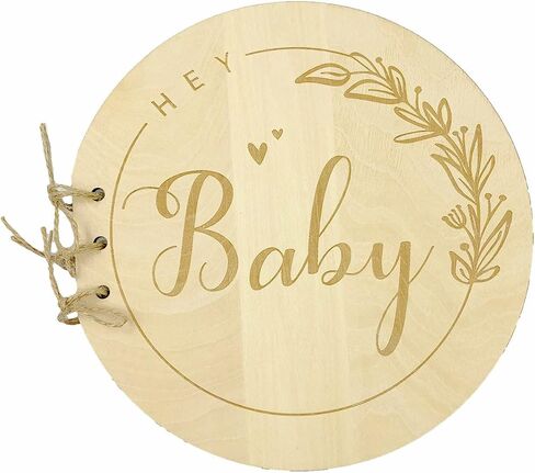 Hey Baby Wood Baby Shower Guest Book, Baby Shower Sign in Guest Book, Baby Shower Guest Book Alternatives,Rustic Guest Advice Book with Blank Pages Keepsake Gift for New Parents and Expecting Mothers in Saudi Arabia