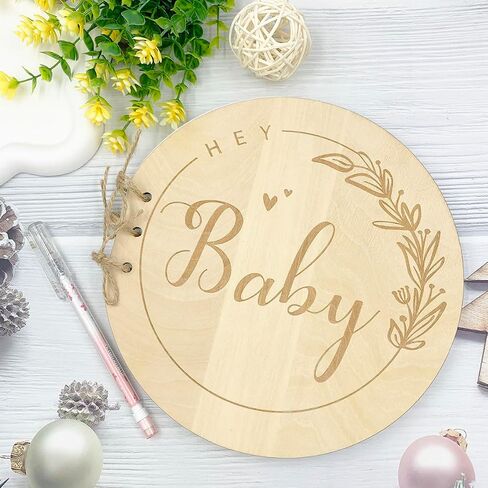 كتاب ضيف استحمام الطفل من Hey Baby Wood، كتاب ضيف تسجيل دخول الطفل، كتاب ضيف استحمام الطفل، بدائل كتاب ضيف استحمام الطفل، كتاب نصائح ضيف ريفي مع صفحات فارغة هدية تذكار للآباء الجدد والأمهات المتوقعات in Kuwait