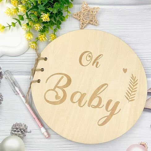 Hey Baby Wood Baby Shower Guest Book, Baby Shower Sign in Guest Book, Baby Shower Guest Book Alternatives,Rustic Guest Advice Book with Blank Pages Keepsake Gift for New Parents and Expecting Mothers in Saudi Arabia