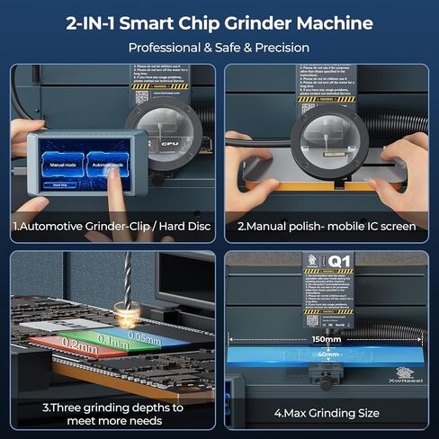 Q1 Automatic IC CNC Grinder Machine for Phone Frame, CPU Chip Grinding, Up to 26000r/m Speed, w/20 KPa Vacuum Cleaner, Engraving Items, Electronics Grinding Tool Kit for Phone Repair in Saudi Arabia