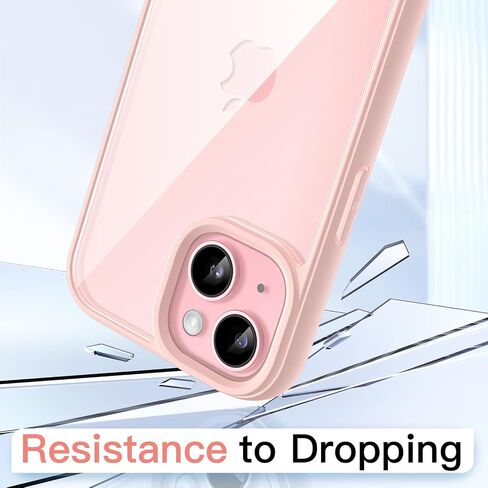 JETech Case for iPhone 15 6.1-Inch, Shockproof Phone Bumper Cover, Solid Color Matte TPU Frame, Anti-Scratch Clear Back (Pink) in Saudi Arabia