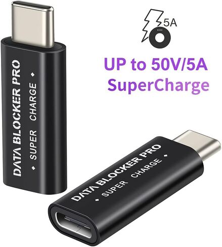 Fast Charging USB Data Blocker,USB Condom Charger Protect Against Juice Jacking, Support Rapid Charge up to 50V/5A (USB A to USBA A 2 Packs) in Kuwait