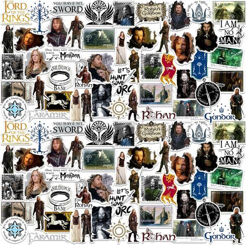 مجموعة متنوعة من ملصقات الفينيل الفاخرة الكبيرة من Lord of The Rings Rohan & Gondor 50 قطعة - كمبيوتر محمول، زجاجة مياه، سجل القصاصات، الكمبيوتر اللوحي، لوح التزلج، داخلي/خارجي in Kuwait