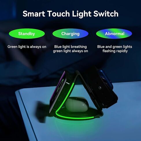 DREU 3 in 1 Wireless Charging Station, Foldable Charging Pad, Compatible with MagSafe for Multiple Devices for iPhone 15/14/13/12/11/XS/Pro Max/X/XR/8, Apple Watch 2-8,Airpods Pro/2/3,Samsung-WT in Saudi Arabia