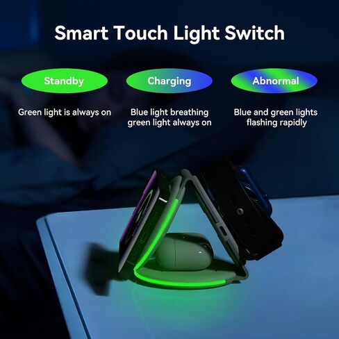 DREU 3 in 1 Wireless Charging Station, Foldable Charging Pad, Compatible with MagSafe for Multiple Devices for iPhone 15/14/13/12/11/XS/Pro Max/X/XR/8, Apple Watch 2-8,Airpods Pro/2/3,Samsung-WT in Saudi Arabia