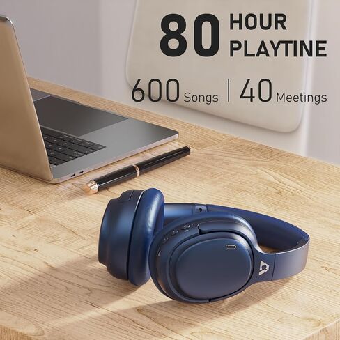 Ankbit E600Pro سماعات بلوتوث لاسلكية فوق الاذن، سماعات رأس لاسلكية بخاصية إلغاء الضوضاء مع aptX HD وزمن استجابة منخفض، ميكروفون عميق باس 80 ساعة وقت تشغيل للطائرة والتلفزيون والعمل in Kuwait