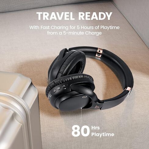 Ankbit E600Pro Wireless Bluetooth Over Ear Headphones,Headphones Wireless Noise Cancelling Headphones with aptX HD&Low Latency, Microphone Deep Bass 80 Hours Playtime for Airplane,TV, Working in Saudi Arabia