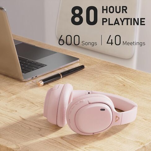 Ankbit E600Pro Wireless Bluetooth Over Ear Headphones,Headphones Wireless Noise Cancelling Headphones with aptX HD&Low Latency, Microphone Deep Bass 80 Hours Playtime for Airplane,TV, Working in Saudi Arabia