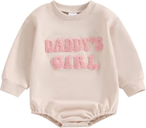 DuAnyozu Daddys Girls Baby Clothes Newbron Bubble Romper Long Sleeve Oversized Sweatshirt Romper Infant Fall Winter Outfit in Saudi Arabia