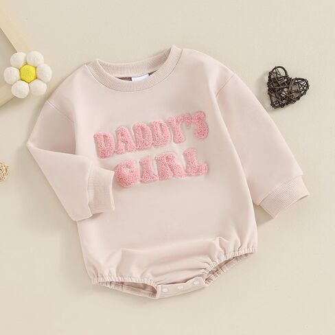DuAnyozu Daddys Girls Baby Clothes Newbron Bubble Romper Long Sleeve Oversized Sweatshirt Romper Infant Fall Winter Outfit in Saudi Arabia