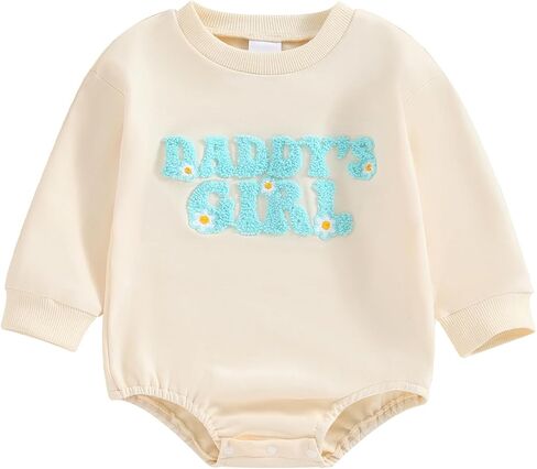 DuAnyozu Daddys Girls Baby Clothes Newbron Bubble Romper Long Sleeve Oversized Sweatshirt Romper Infant Fall Winter Outfit in Saudi Arabia