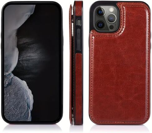Case for iPhone 15 Pro Max with Card Holder, PU Faux Leather Case, Kickstand, Shockproof (Black), AA0096 in Saudi Arabia