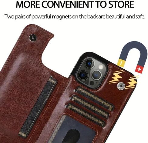 Case for iPhone 15 Pro Max with Card Holder, PU Faux Leather Case, Kickstand, Shockproof (Black), AA0096 in Saudi Arabia