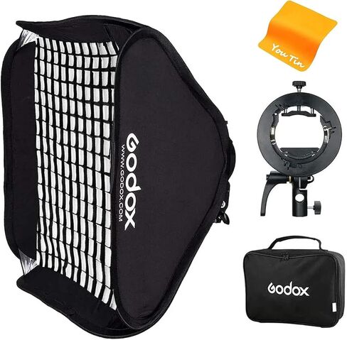 Godox Softbox 32x32in Soft Light Modifier Box with Grid & S2 Type Flash Bracket Bowens Mount Holder for Studio Flash Speedlight Photography in Saudi Arabia