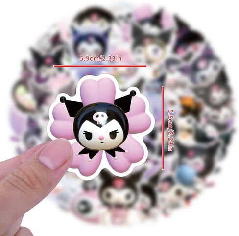 ملصقات Kuromi-Stickers Kawaii ثلاثية الأبعاد لطيفة 50 قطعة، ملصقات فينيل مقاومة للماء لزجاجات المياه في سجل القصاصات، والكمبيوتر المحمول، ومستلزمات الحفلات، وملصقات هدايا جمالية كبيرة للأطفال البنات (كورو مي) in Kuwait