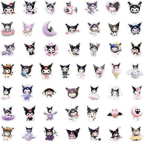 ملصقات Kuromi-Stickers Kawaii ثلاثية الأبعاد لطيفة 50 قطعة، ملصقات فينيل مقاومة للماء لزجاجات المياه في سجل القصاصات، والكمبيوتر المحمول، ومستلزمات الحفلات، وملصقات هدايا جمالية كبيرة للأطفال البنات (كورو مي) in Kuwait