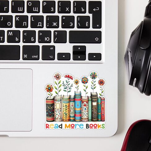 (3pcs) Read More Books Sticker for Kindle Laptop Water Bottle, Reading Bookish Sticker Adult Spicy Booktok Funny Aesthetic Book Lover Vinyl Decal - 3x3" in Saudi Arabia