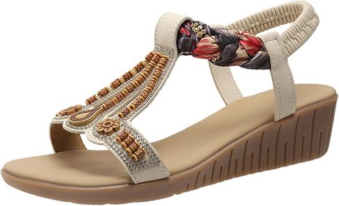 Flat Sandals For Women Bohemian Casual Beach Sandals Comfortable Ankle Strap Outdoor Walking Shoes Wedge Sandal in Saudi Arabia