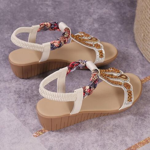 Flat Sandals For Women Bohemian Casual Beach Sandals Comfortable Ankle Strap Outdoor Walking Shoes Wedge Sandal in Saudi Arabia