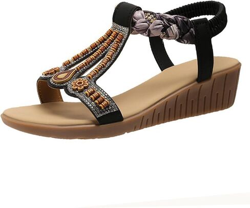 Flat Sandals For Women Bohemian Casual Beach Sandals Comfortable Ankle Strap Outdoor Walking Shoes Wedge Sandal in Saudi Arabia