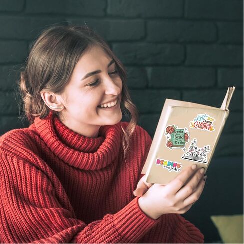 50 Pcs Book Stickers for Kindle/Books/Water Bottles/Laptop-Book Lover Reading Stickers Accessories Gifts Bookish for Teens Adults Teachers Students Waterproof, Bookish Matte Finish in Saudi Arabia