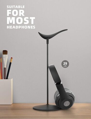 Lamicall Headphone Stand, Desktop Headset Holder - Desk Earphone Stand, for All Headsets Such as Airpods Max, HyperX Gaming Headphones, Beats/Sennheiser Music Headphones - Black in Saudi Arabia