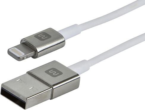 Monoprice كابل Lightning من سبائك الزنك المعتمد من Apple للشحن والمزامنة USB لـ iPhone، 4.5 قدم أبيض in Saudi Arabia