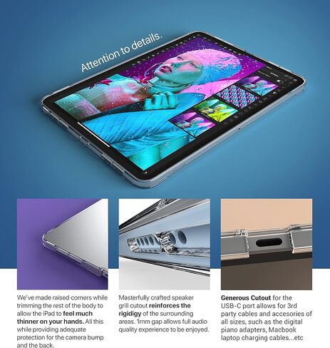 حافظة TineeOwl iPad Air 11 بوصة (2024) M2، حافظة iPad Air 5/4 (2022/2020)، حافظة شفافة كريستالية رفيعة للغاية مع ظهر غير لامع، مقاومة للأصفرار، تدعم شحن القلم الرصاص، ممتص للصدمات من مادة TPU (شفاف/ظهر غير لامع) in Kuwait