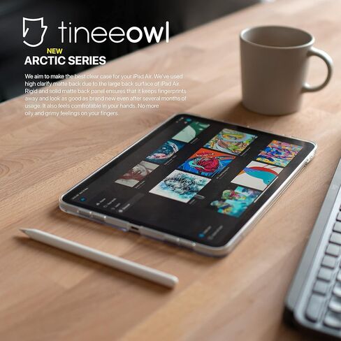 حافظة TineeOwl iPad Air 11 بوصة (2024) M2، حافظة iPad Air 5/4 (2022/2020)، حافظة شفافة كريستالية رفيعة للغاية مع ظهر غير لامع، مقاومة للأصفرار، تدعم شحن القلم الرصاص، ممتص للصدمات من مادة TPU (شفاف/ظهر غير لامع) in Kuwait