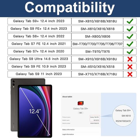 BRAECN Samsung Galaxy Tab S9 Plus/S9 FE+/S8 Plus/S7 Plus/S7 FE Case 12.4 Inch,Heavy Duty Shockproof Case with S Pen Holder& 360 Rotating Hand Strap/Kickstand Shoulder Strap for Galaxy Tab S8+-Black in Saudi Arabia