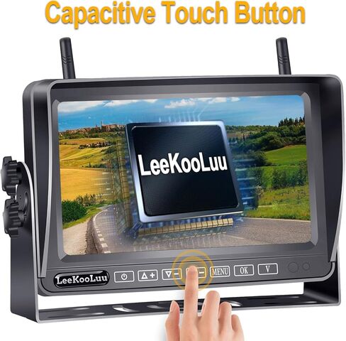 LeeKooLuu Dual Antennas Wireless Backup Camera HD 1080P 7 Inch Touch Button Monitor High-Speed Rear View System Compatible RVs Trailers Trucks 5th Wheel DIY Grid Lines in Kuwait