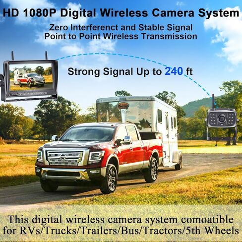 LeeKooLuu Dual Antennas Wireless Backup Camera HD 1080P 7 Inch Touch Button Monitor High-Speed Rear View System Compatible RVs Trailers Trucks 5th Wheel DIY Grid Lines in Kuwait