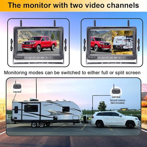 LeeKooLuu Dual Antennas Wireless Backup Camera HD 1080P 7 Inch Touch Button Monitor High-Speed Rear View System Compatible RVs Trailers Trucks 5th Wheel DIY Grid Lines in Kuwait