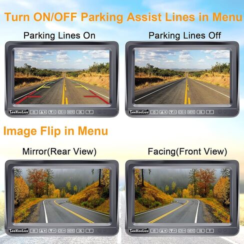 LeeKooLuu Dual Antennas Wireless Backup Camera HD 1080P 7 Inch Touch Button Monitor High-Speed Rear View System Compatible RVs Trailers Trucks 5th Wheel DIY Grid Lines in Kuwait