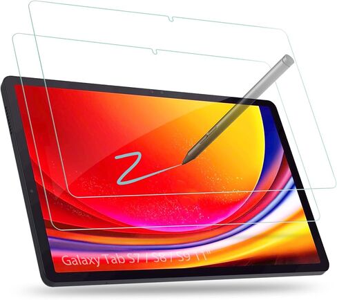 GeeRic 2 Pack Screen Protector Compatible with Galaxy Tab S7/S8/S9 11" T870, Tempered Glass 2 Pack Full Coverage Screen Protector Glass 9H Hardness Easy Installation in Kuwait