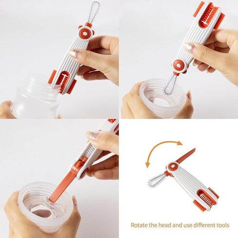 3 in 1 Cup Lid Gap Cleaning Brush Set with 1 Straw Cleaner Brush, Multifunctional Cup Cover Cleaning Brush, Small Cleaning Brushes for Nipple, Water Bottle Lid, Home Kitchen Cleaning Tools - Green in Saudi Arabia